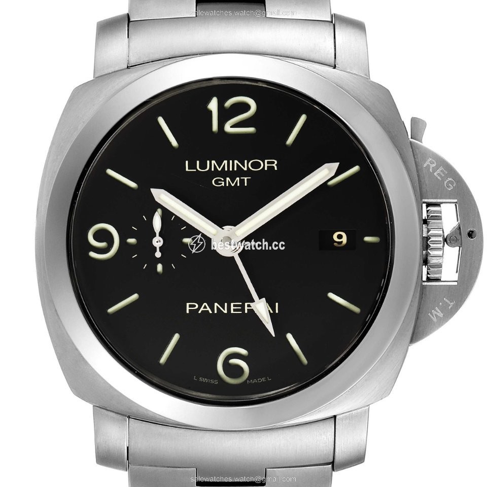 IMG_9085 Panerai Luminor 1950 3 Days GMT Automatic Mens watch Unisex Automatic Steel PAM00329 Replica 2