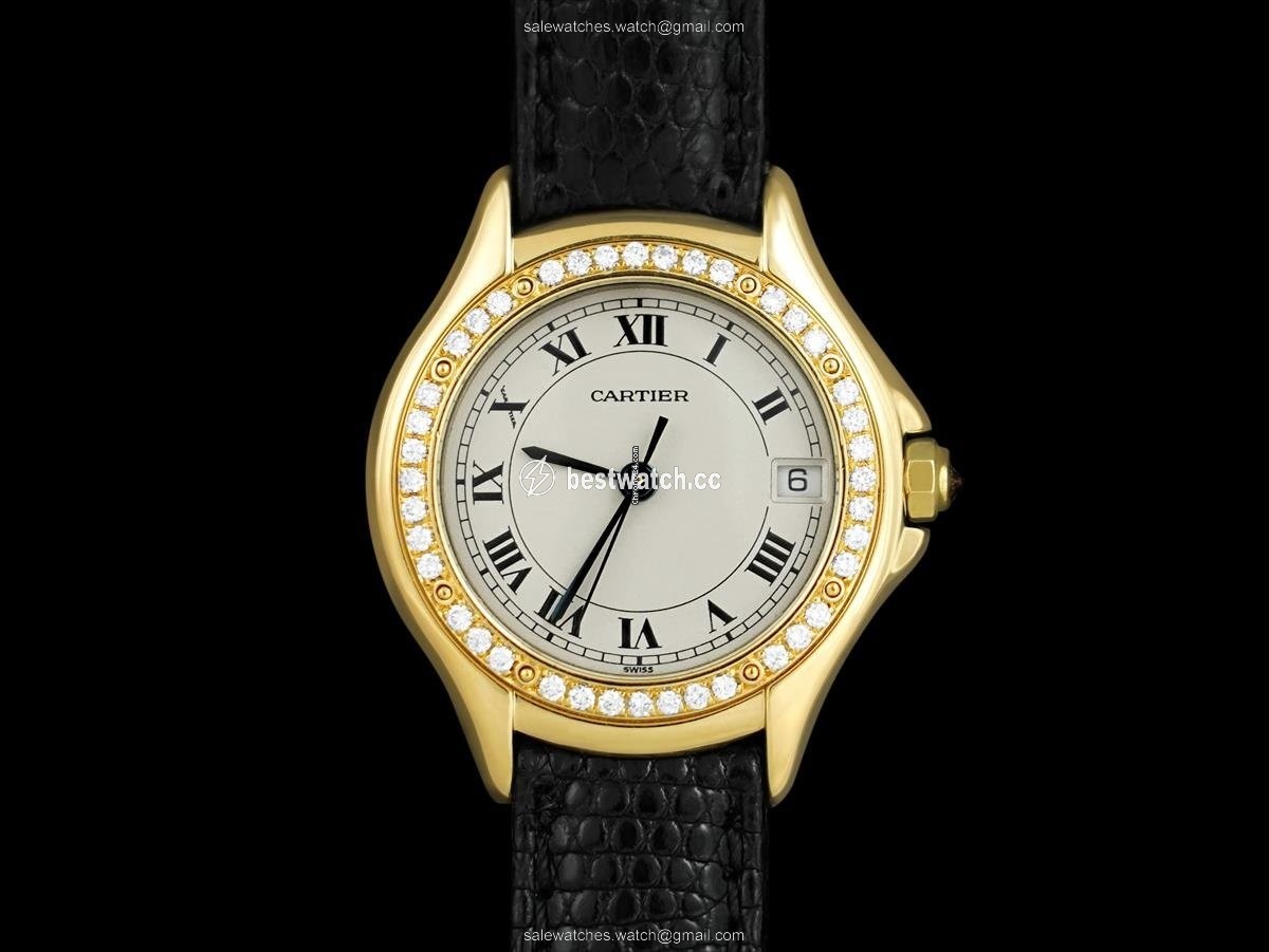 IMG_9085 Cartier Cougar Womens watch Quartz Yellow gold 7980 Replica 2