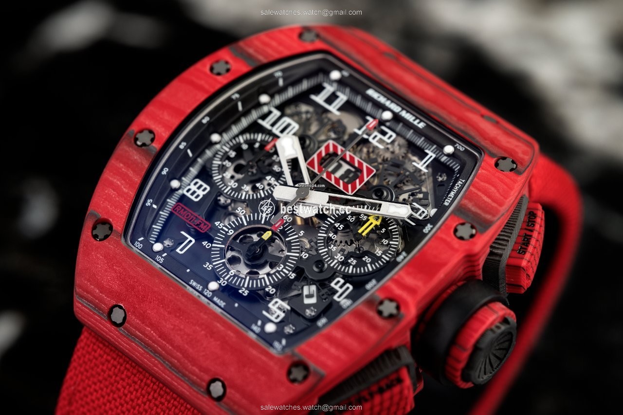 IMG_9085 Richard Mille RM 011 Mens watch Unisex Automatic Carbon RM 011 Red TPT Replica 2