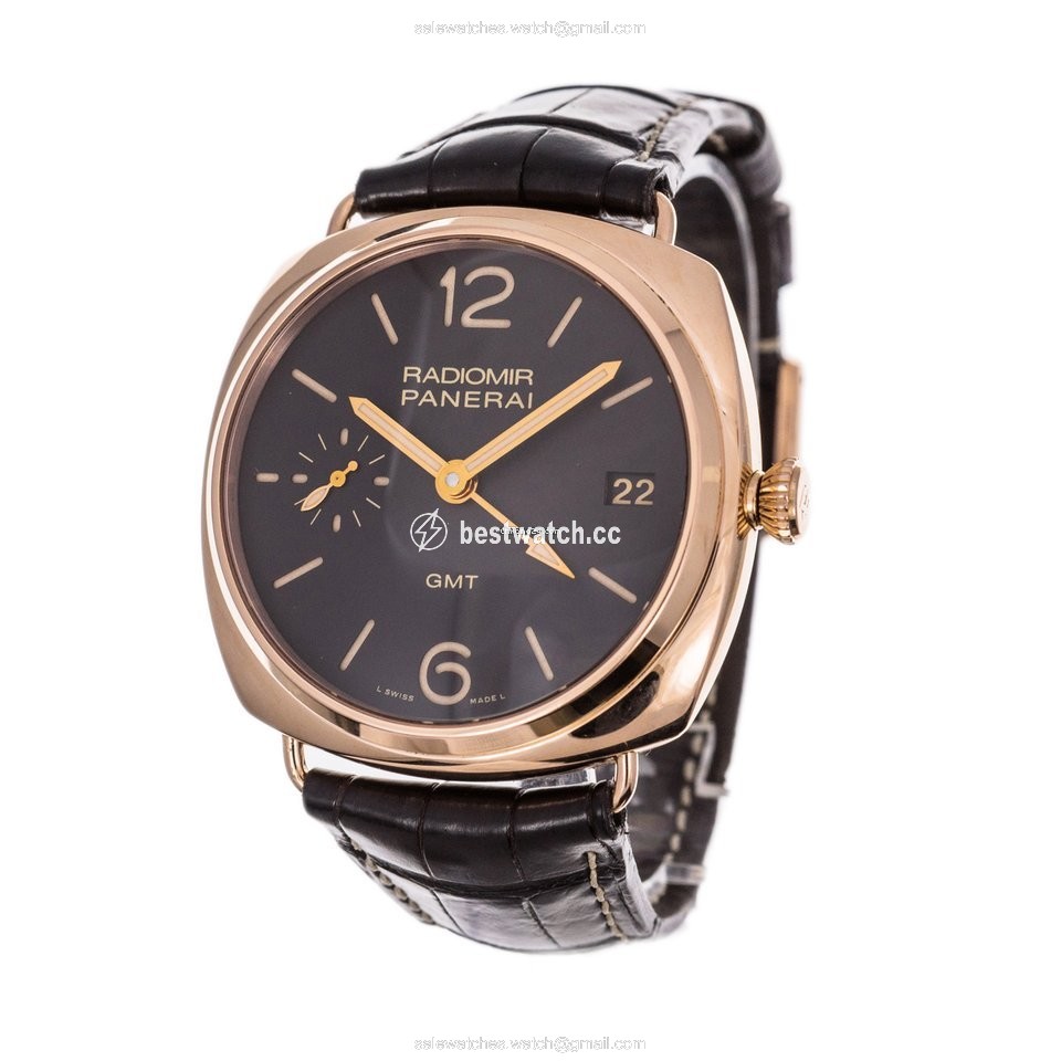 IMG_9085 Panerai Radiomir 3 Days GMT Mens watch Unisex Manual winding Rose gold PAM 421 Replica 2