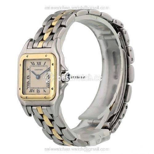 IMG_9085 Cartier Panthere Womens watch Quartz Gold Steel 166921 Replica 2