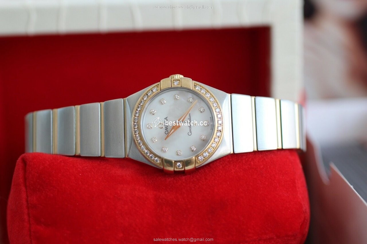 IMG_9085 Omega Constellation Quartz Womens watch Quartz Gold Steel 123.25.27.60.55.003 Replica 2