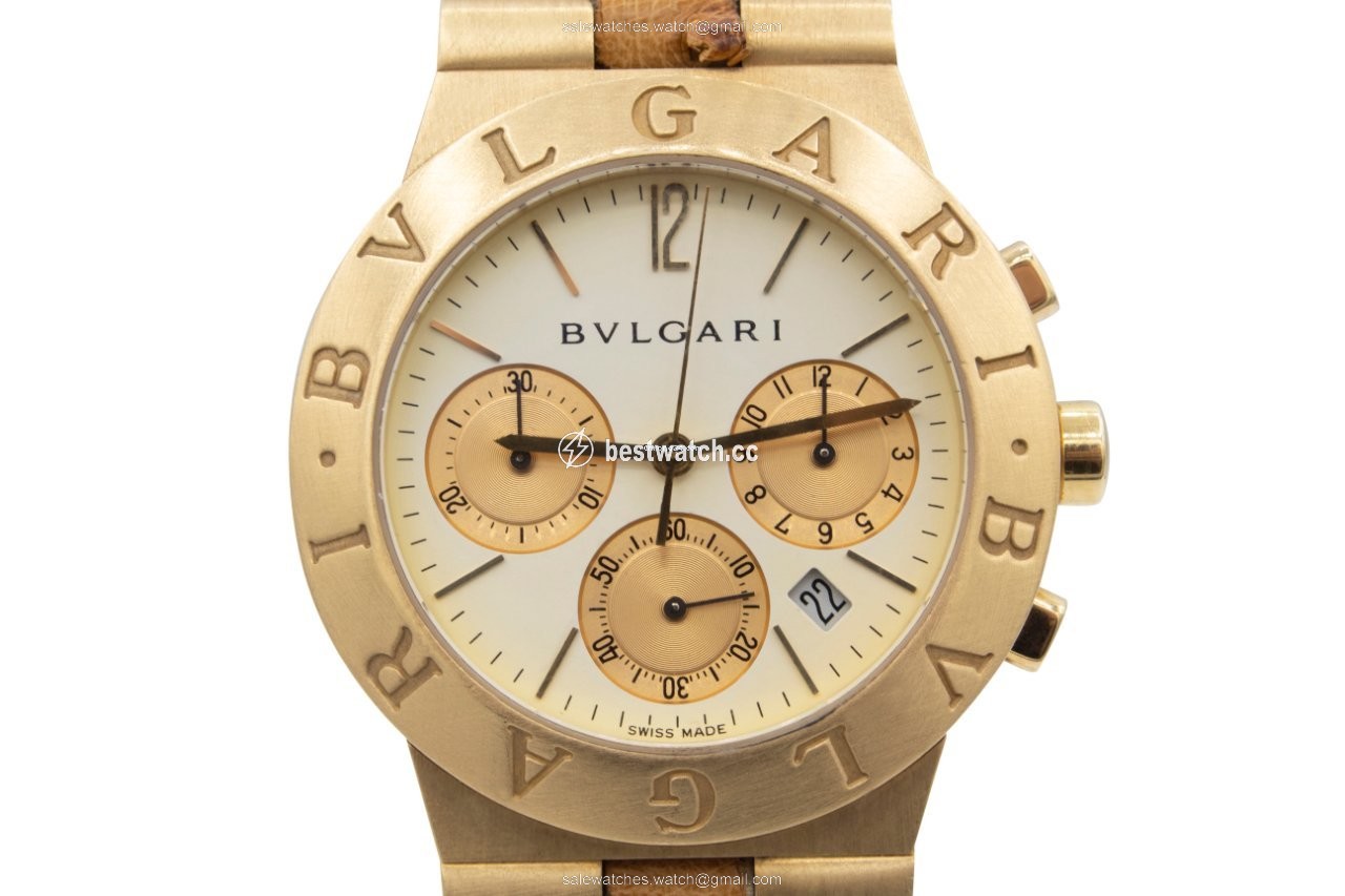 Bulgari Diagono Mens watch Unisex Quartz Yellow gold CH 35 G Replica 2