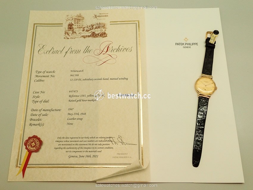 IMG_9085 Patek Philippe Mens watch Unisex Manual winding Yellow gold 1585 Replica 2
