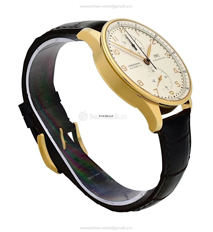 IMG_9085 IWC Portuguese Chronograph Mens watch Unisex Automatic Yellow gold IW371416 Replica 2