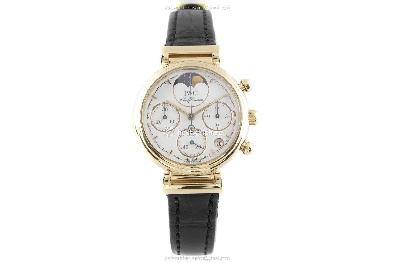 IMG_9085 IWC Da Vinci Chronograph Womens watch Quartz Yellow gold 3735 Replica 2