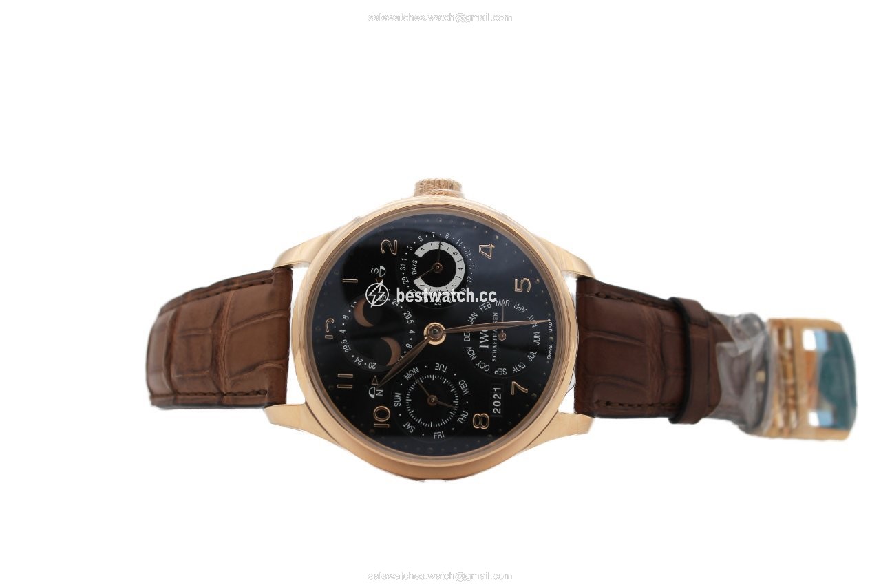 IMG_9085 IWC Portuguese Perpetual Calendar Mens watch Unisex Automatic Rose gold IW503202 Replica 2