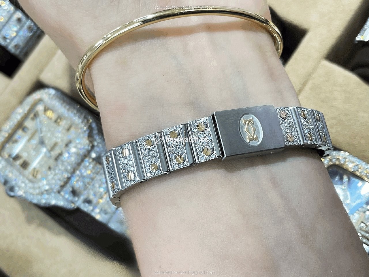 IMG_9085 Cartier Santos Galbee Womens watch Quartz Steel W20012C4 Replica 2