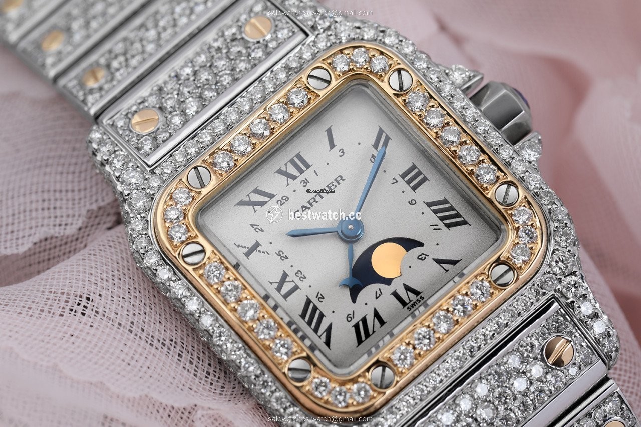 IMG_9085 Cartier Santos Galbee Womens watch Quartz Gold Steel 119902 Replica 2