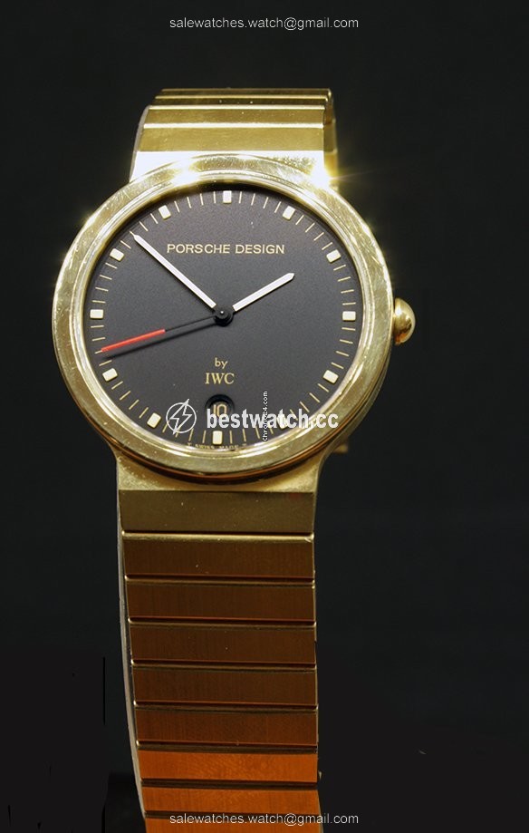 IMG_9085 Porsche Design Flat Six Womens watch Quartz Yellow gold IWC 9635-001 Replica 2