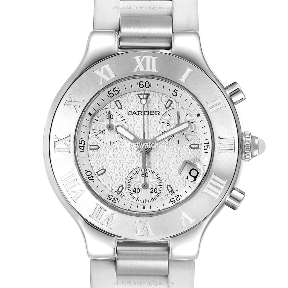IMG_9085 Cartier 21 Chronoscaph Mens watch Unisex Quartz Steel W10184U2 Replica 2