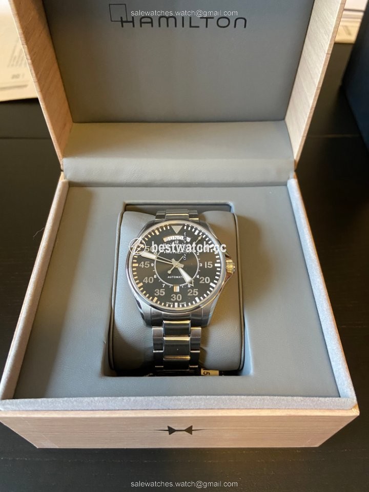 IMG_9085 Hamilton Khaki Pilot Day Date Mens watch Unisex Automatic Steel H64615135 Replica 2