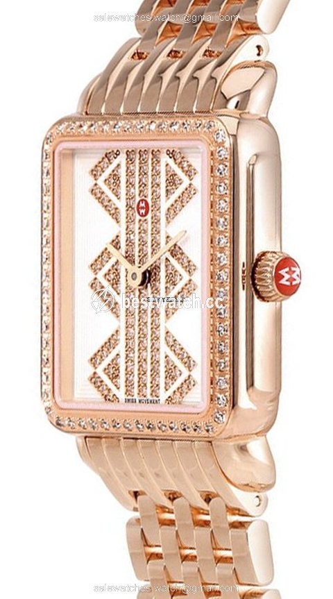 Michele Deco Womens watch Quartz Rose gold MWW06I000021 Replica 2
