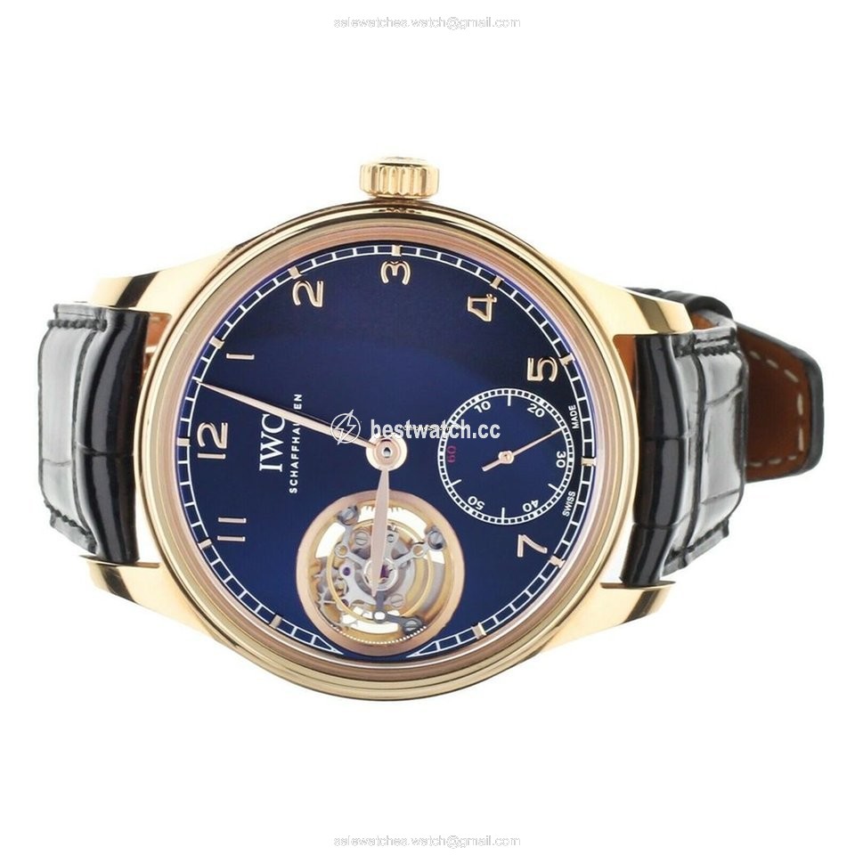 IMG_9085 IWC Portuguese Tourbillon Mens watch Unisex Manual winding Rose gold IW546305 Replica 2