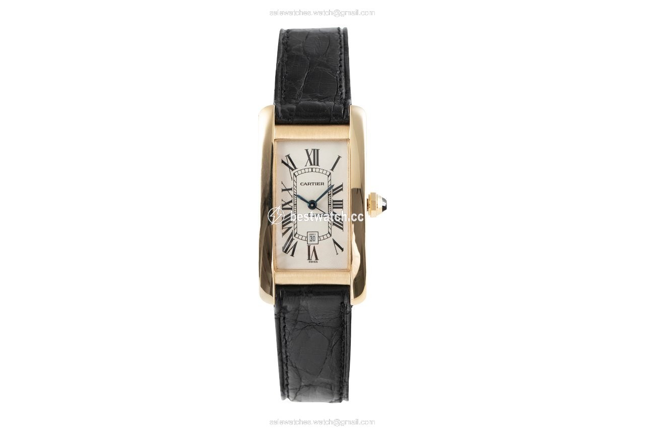 IMG_9085 Cartier Tank Americaine Mens watch Unisex Automatic Yellow gold 2483 Replica 2