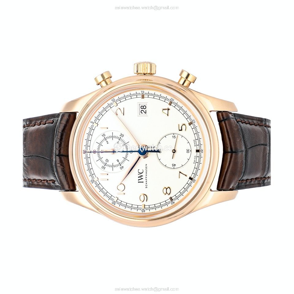 IMG_9085 IWC Portuguese Chronograph Mens watch Unisex Automatic Rose gold IW3904-02 Replica 2