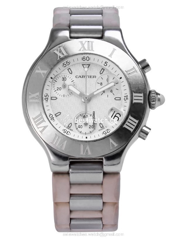 IMG_9085 Cartier 21 Chronoscaph Mens watch Unisex Quartz Steel W10184U2 2424 Replica 2