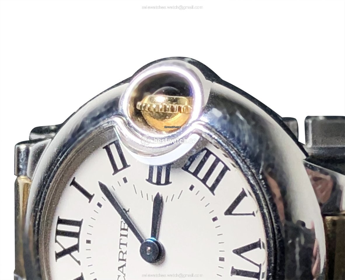 IMG_9085 Cartier Ballon Bleu 28mm Womens watch Quartz Gold Steel W69007Z3 Replica 2