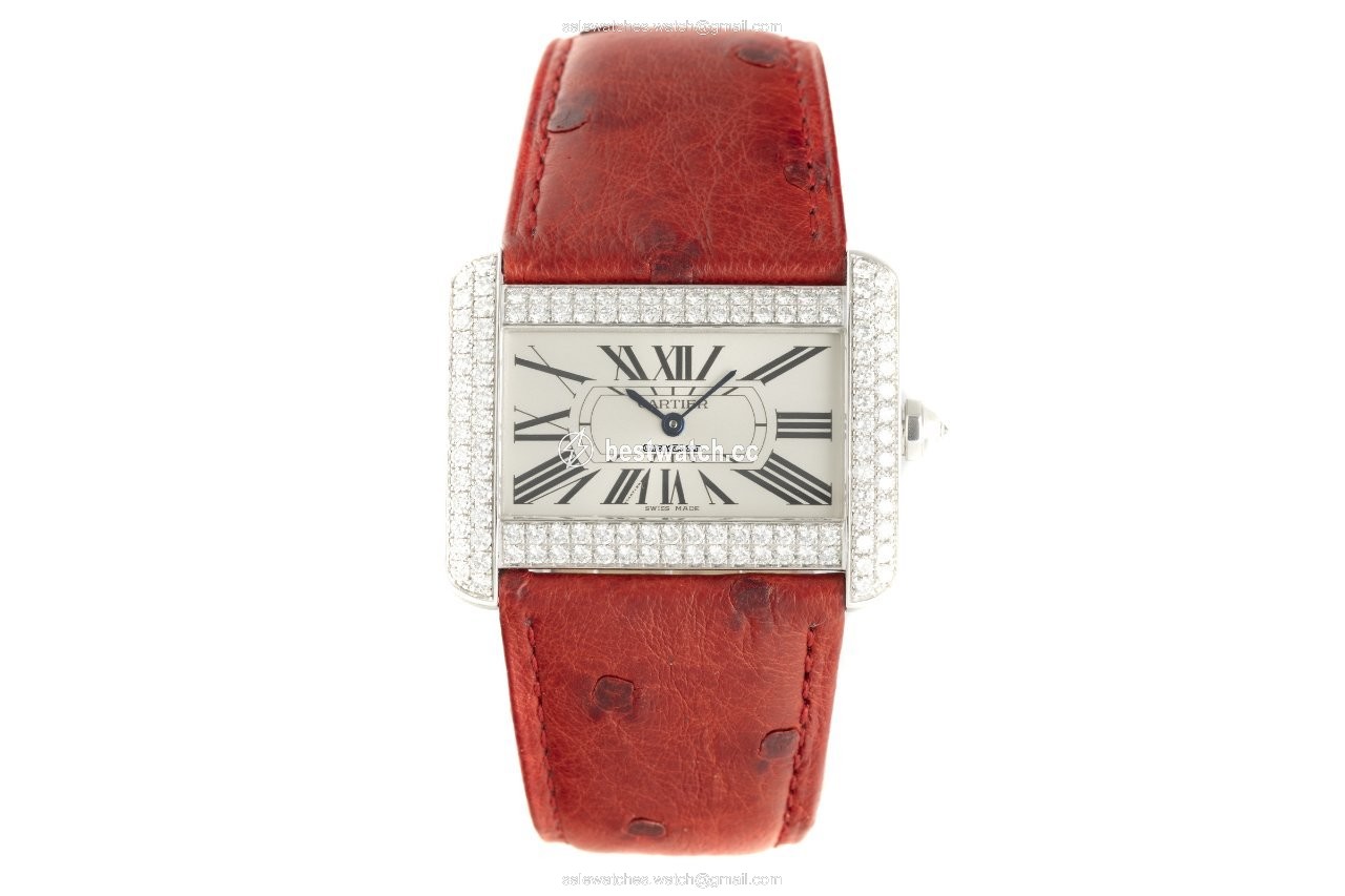 IMG_9085 Cartier Tank Divan Womens watch Quartz White gold 2614 Replica 2