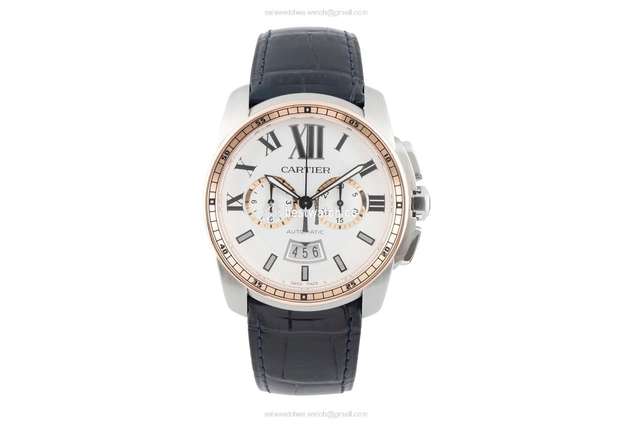 Cartier Calibre de Cartier Chronograph Mens watch Unisex Automatic Gold Steel W7100042 Replica 2