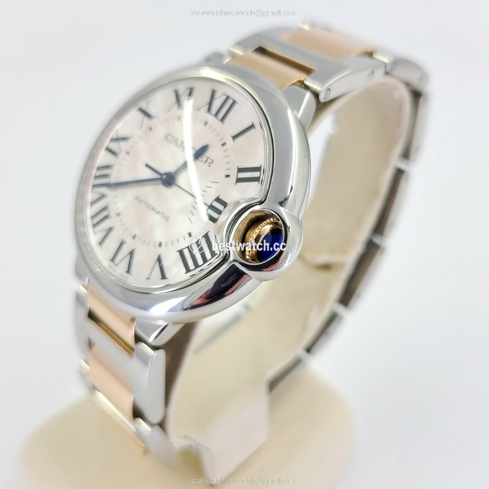IMG_9085 Cartier Ballon Bleu 36mm Mens watch Unisex Automatic Gold Steel 3284 Replica 2