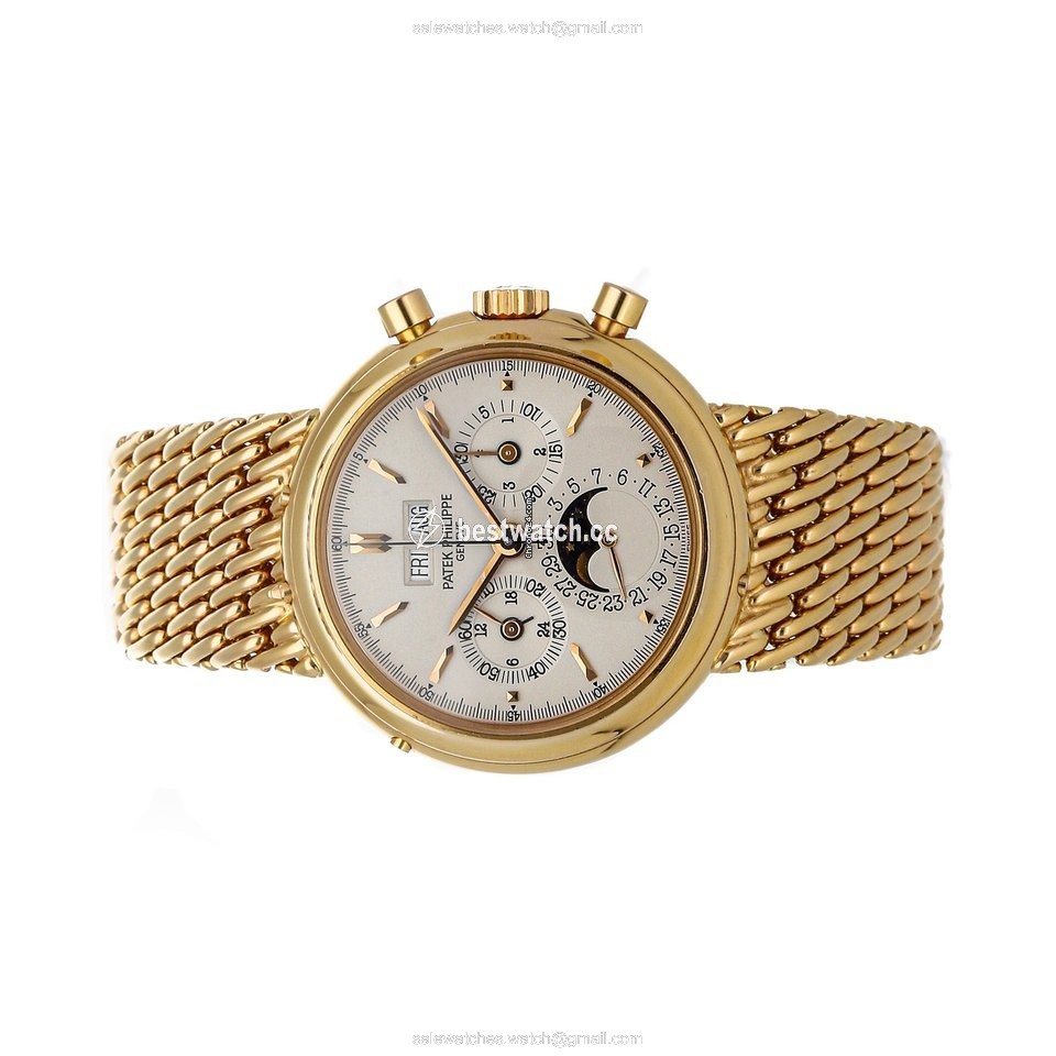 Patek Philippe Perpetual Calendar Chronograph Mens watch Unisex Manual winding Yellow gold 3970 002R Replica 2