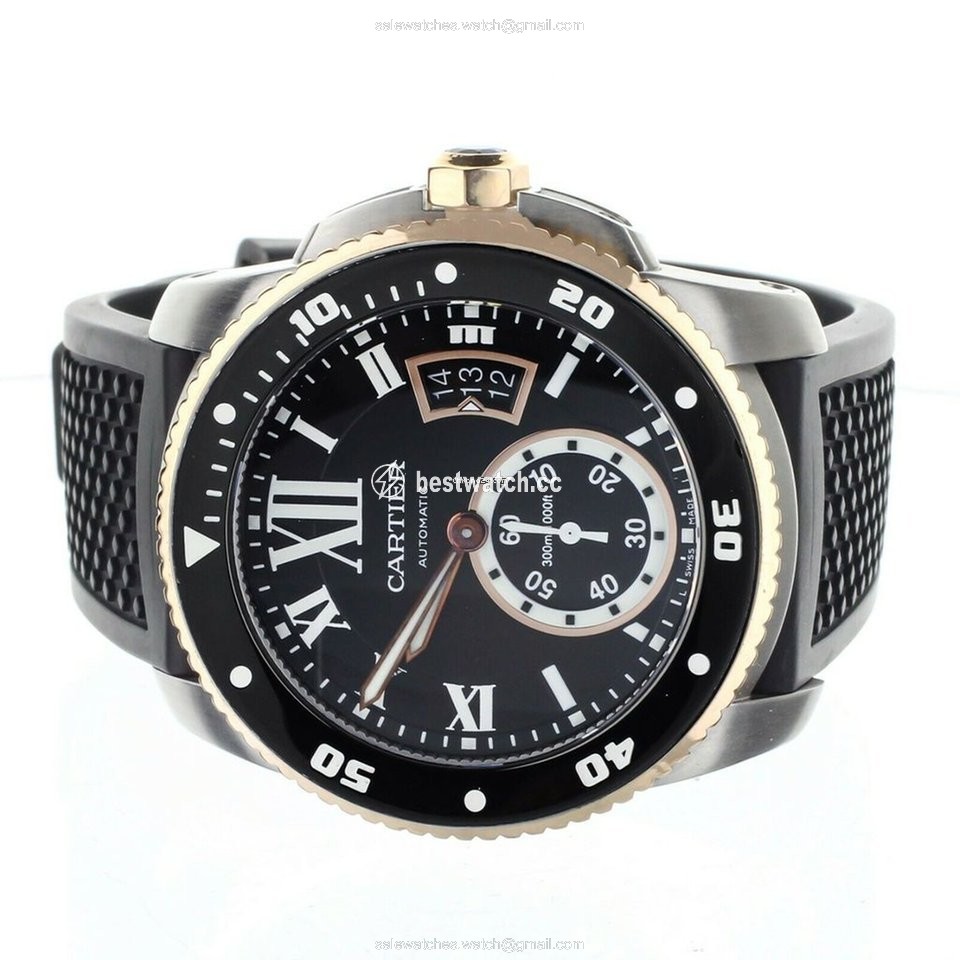 IMG_9085 Cartier Calibre de Cartier Diver Mens watch Unisex Automatic Gold Steel W710055 Replica 2