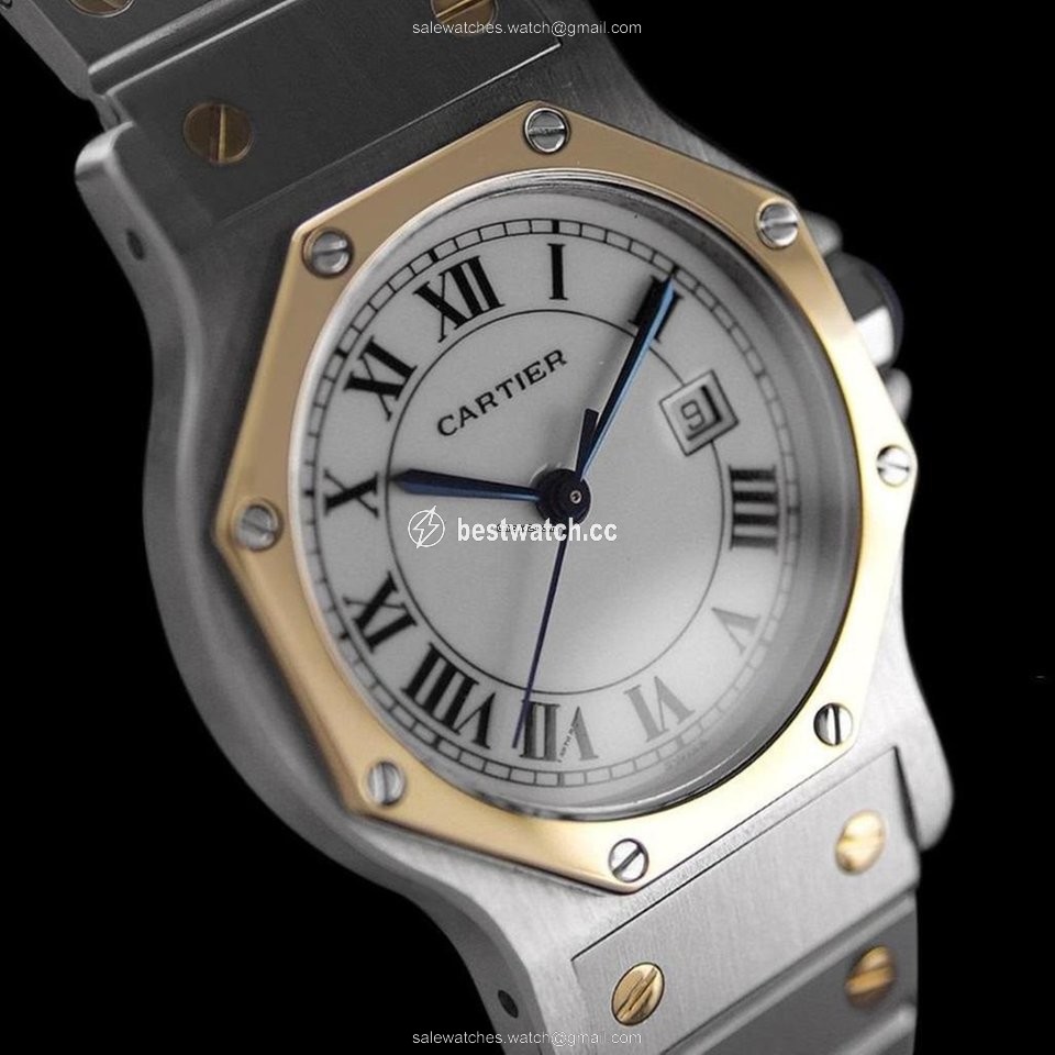 IMG_9085 Cartier Santos Mens watch Unisex Automatic Gold Steel 8349ST Replica 2