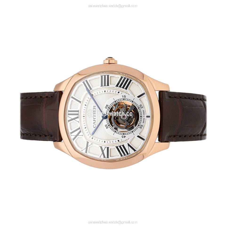 IMG_9085 Cartier Drive de Cartier Mens watch Unisex Manual winding Rose gold W4100013 Replica 2