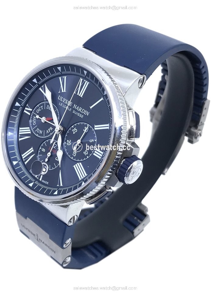 IMG_9085 Ulysse Nardin Marine Chronograph Mens watch Unisex Automatic Steel 1533-150-3 43 Replica 2