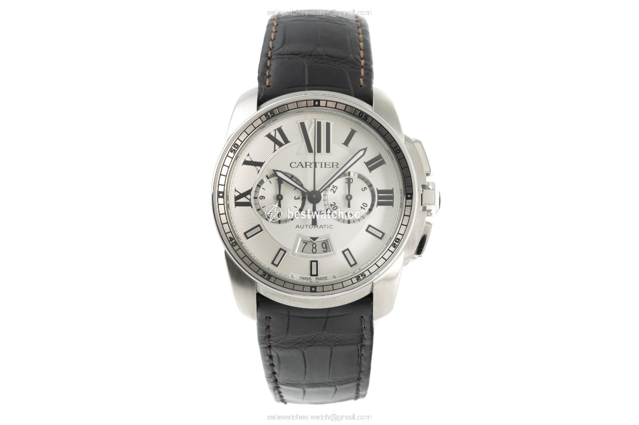 IMG_9085 Cartier Calibre de Cartier Chronograph Mens watch Unisex Automatic Steel W7100046 Replica 2