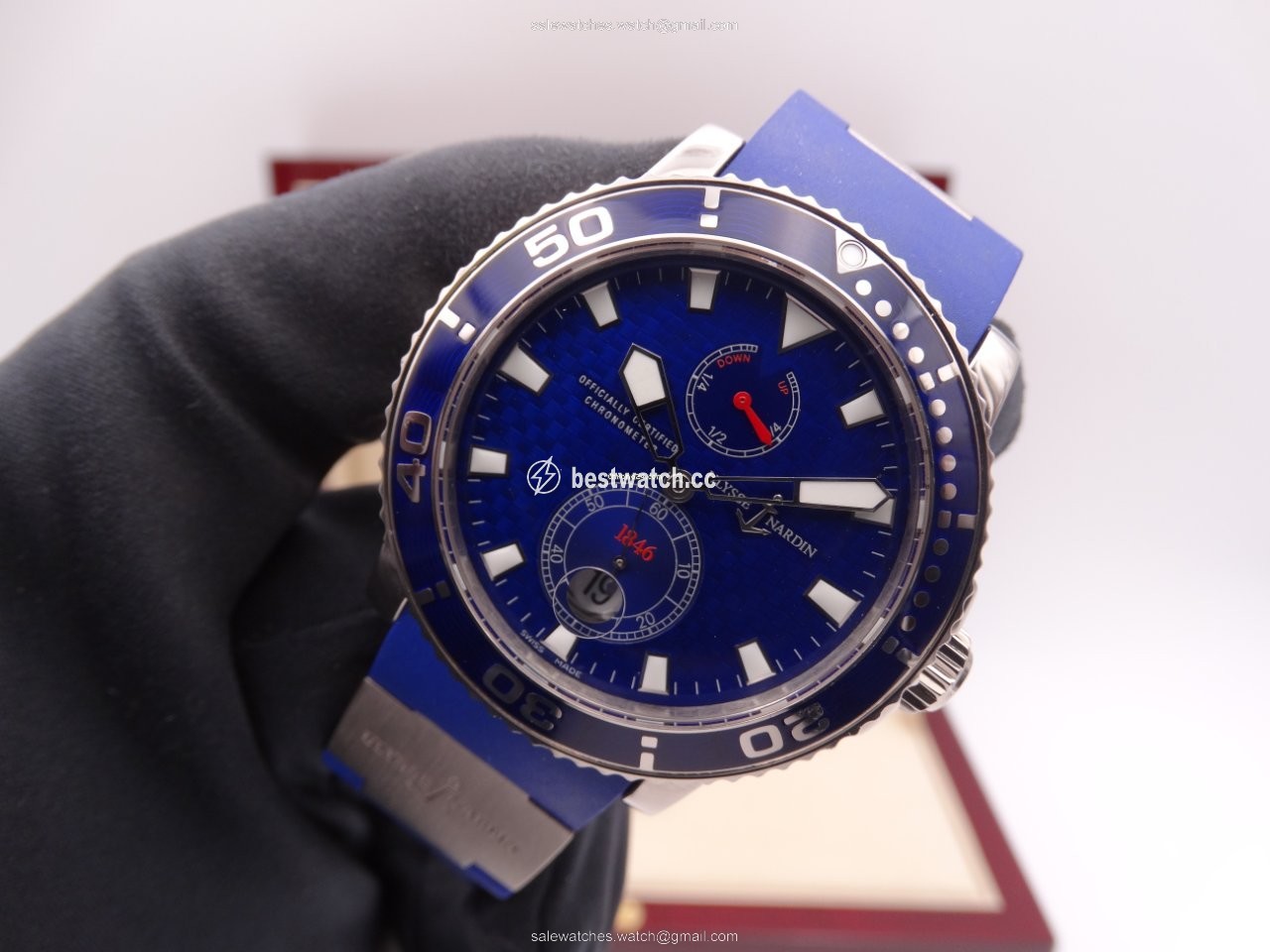 Ulysse Nardin Maxi Marine Diver Mens watch Unisex Automatic White gold 260-32-3A Replica 2