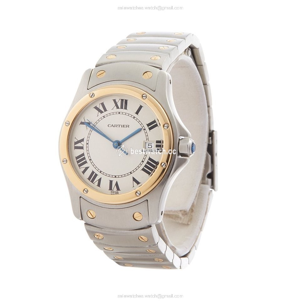 IMG_9085 Cartier Santos Mens watch Unisex Automatic Gold Steel 1910 Replica 2
