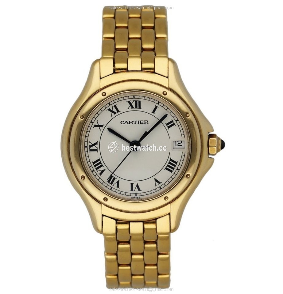 IMG_9085 Cartier Cougar Womens watch Quartz Yellow gold 887906 Replica 2
