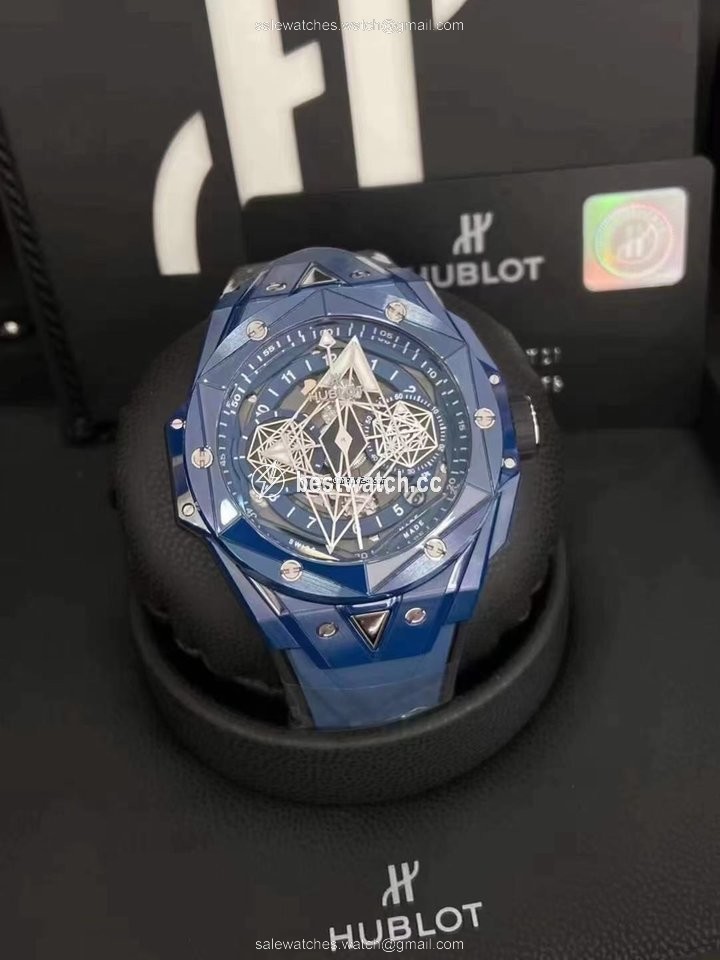 IMG_9085 Hublot Big Bang Sang Bleu Mens watch Unisex Automatic Ceramic 418.EX.5107.RX.MXM21 Replica 2