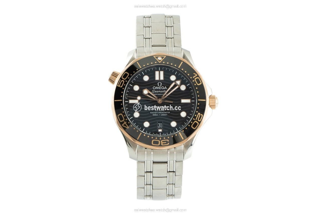 Omega Seamaster Diver 300 M Mens watch Unisex Automatic Gold Steel 210.22.42.20.01.002 Replica 2
