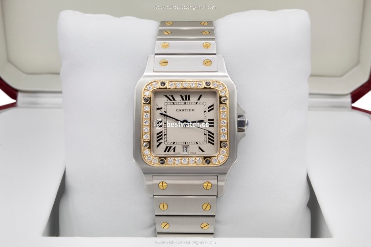 Cartier Santos Galbee Mens watch Unisex Quartz Gold Steel 1566 Replica 2