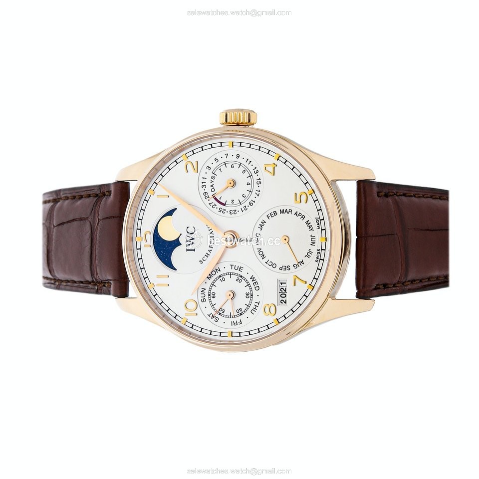 IMG_9085 IWC Portuguese Perpetual Calendar Mens watch Unisex Automatic Rose gold IW5022-13 Replica 2