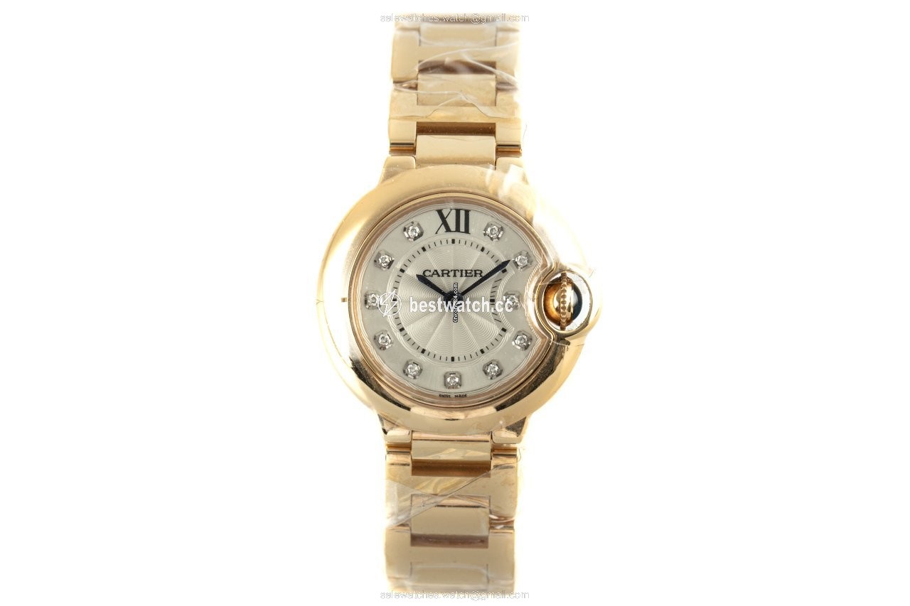 IMG_9085 Cartier Ballon Bleu 28mm Womens watch Quartz Yellow gold WJBB0016 Replica 2