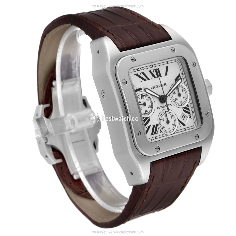 IMG_9085 Cartier Santos 100 Mens watch Unisex Automatic W20090X8 Replica 2