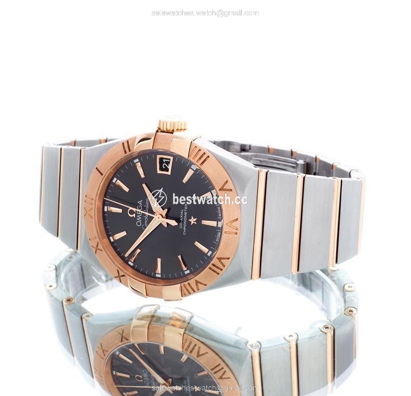 Omega Constellation Men Mens watch Unisex Automatic Gold Steel 123.20.38.21.06.002 Replica 2