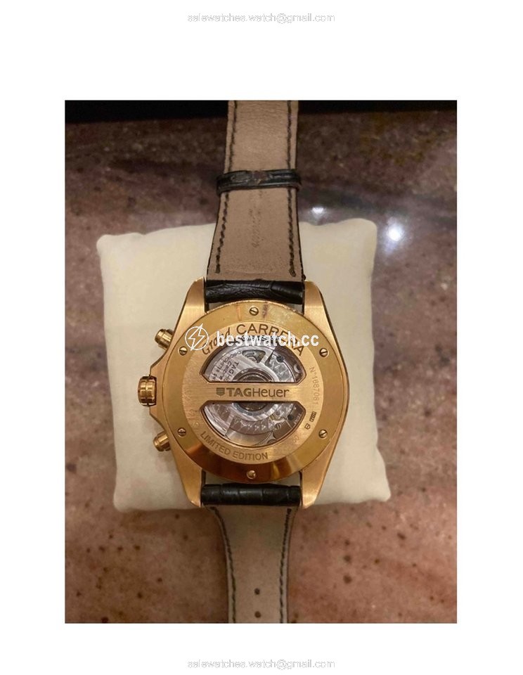 TAG Heuer Grand Carrera Mens watch Unisex Automatic Rose gold CAV514C.FC8171 Replica 2