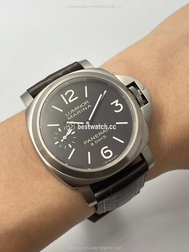 IMG_9085 Panerai Luminor Marina 8 Days Mens watch Unisex Manual winding Titanium PAM 00564 Replica 2