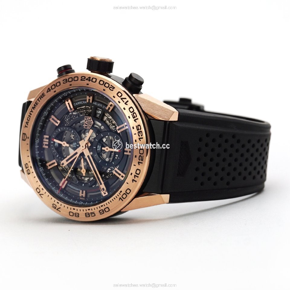 IMG_9085 TAG Heuer Carrera Calibre HEUER 01 Mens watch Unisex Automatic Rose gold CAR2A5B.FT6044 Replica 2