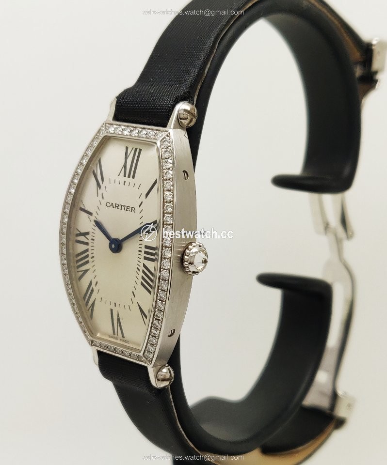 IMG_9085 Cartier Tonneau Womens watch Manual winding White gold 2711 Replica 2