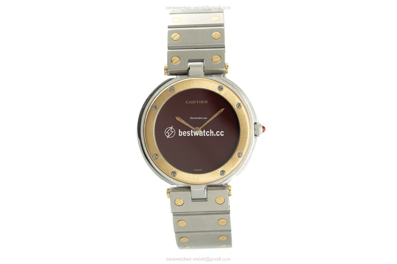 IMG_9085 Cartier Santos Womens watch Quartz Gold Steel 8191 Replica 2
