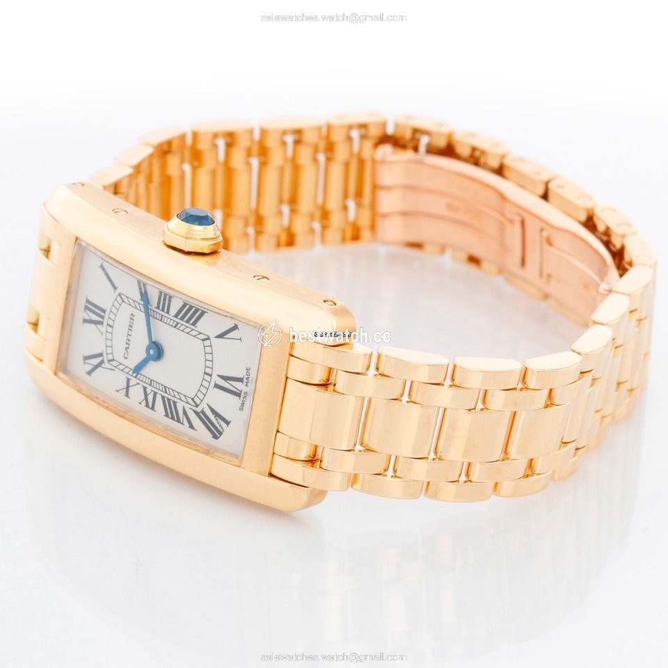 IMG_9085 Cartier Tank Americaine Womens watch Quartz Yellow gold W26015K2 Replica 2