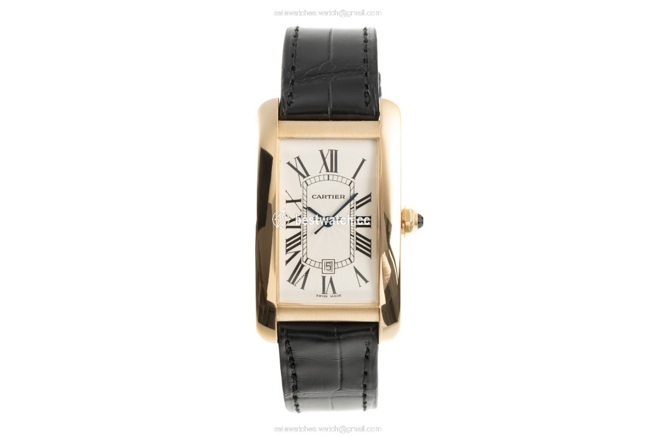 IMG_9085 Cartier Tank Americaine Mens watch Unisex Automatic Yellow gold 2329 Replica 2