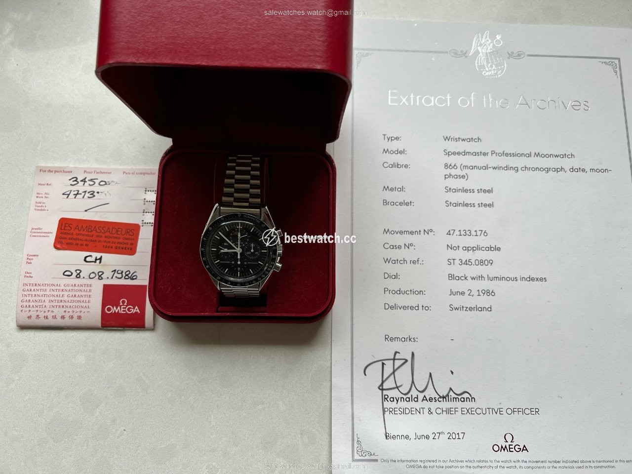 Omega Speedmaster Professional Moonwatch Moonphase Mens watch Unisex Manual winding Steel 345.0809 Replica 2