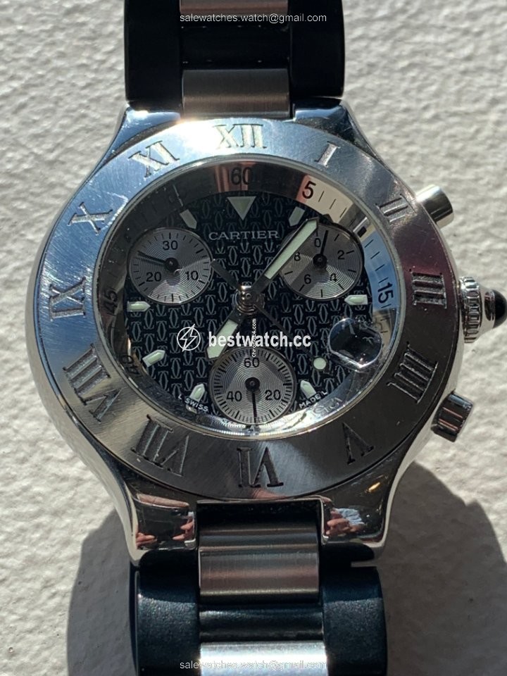 IMG_9085 Cartier 21 Chronoscaph Mens watch Unisex Quartz Steel W10198U2 Replica 2